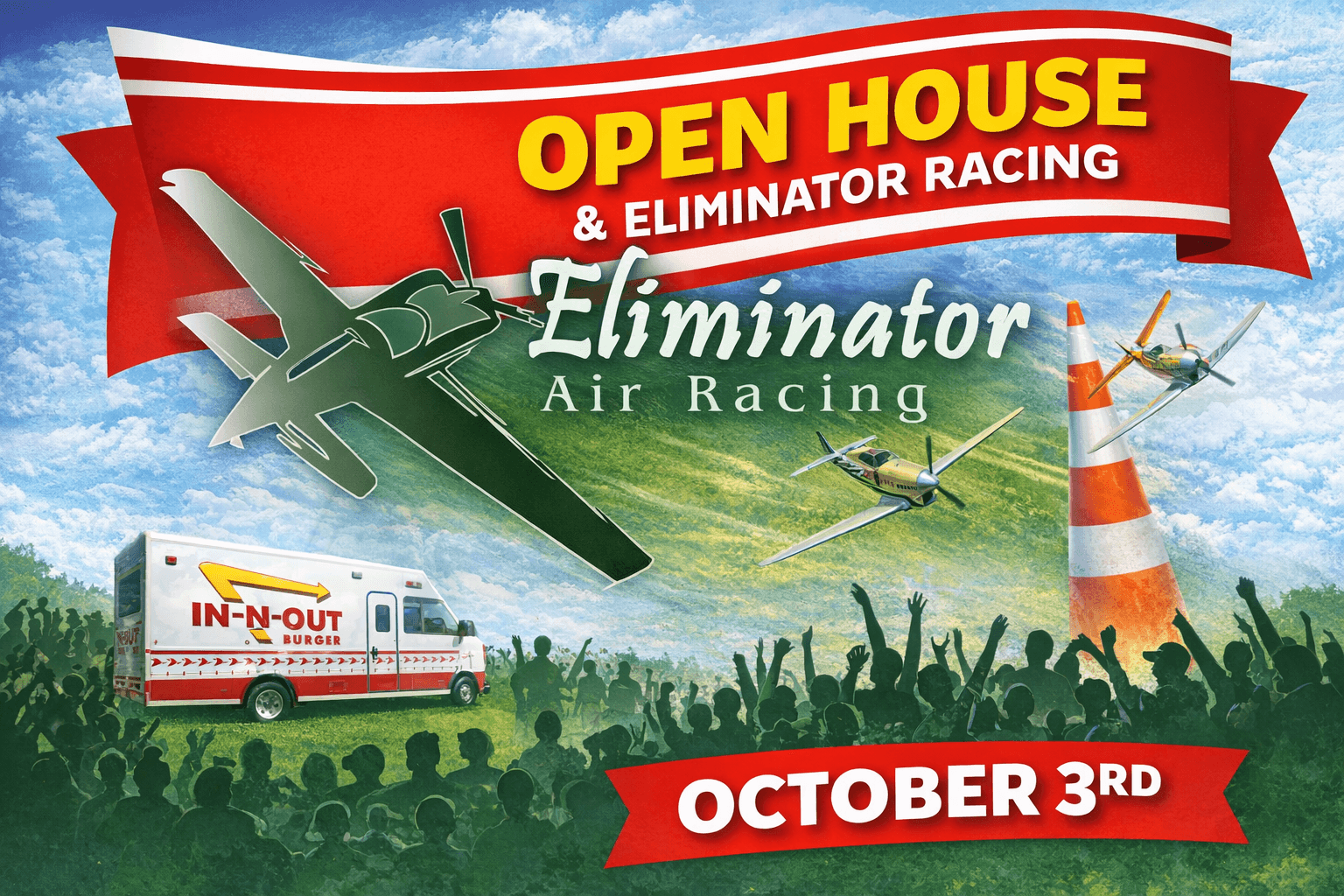 Open House and warbird racing event flyer for PVMAC